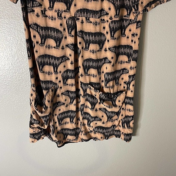 Anthropologie Maeve Zola Bear Print Shift Dress Pink & Black Animal Print Size 0 - Picture 3 of 12